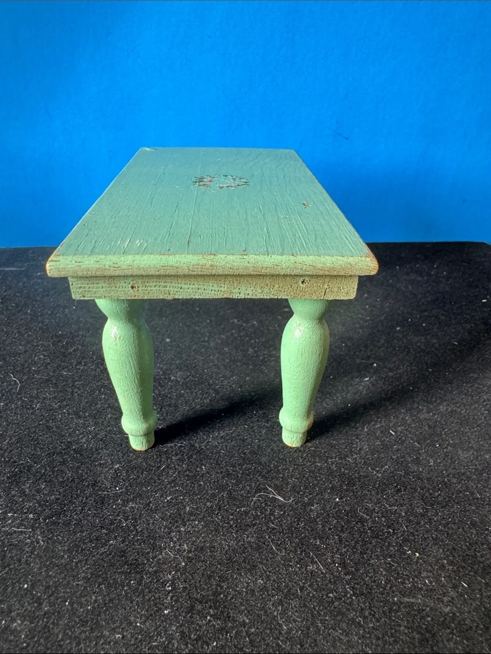 Rustic, vintage dollhouse Green Wooden Pedestal Table-distressed
